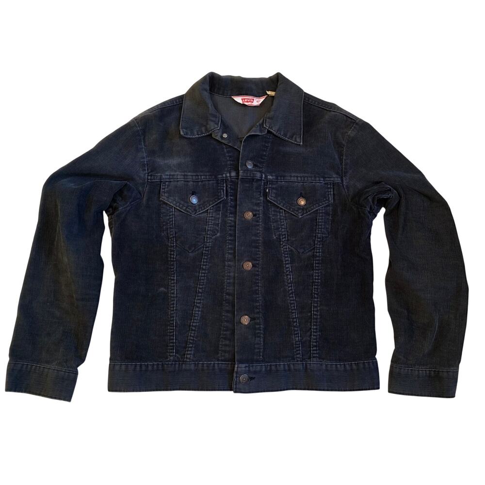 Vintage 70s Levi's 70505 Corduroy Trucker Jacket 40 Dusty Blue Batwing Era